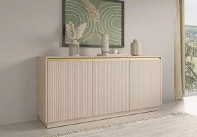 Komoda Miraza 3-drzwiowa 154 cm nowoczesna ryflowana MDF 6 półek