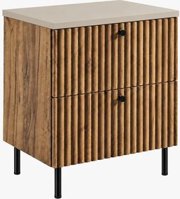 Szafka łazienkowa stojąca z blatem 60, dąb craft złoty + blat kaszmir, uchwyty w trzech kolorach, nogi czarne, 60 x 44,4 x 73,6 cm
