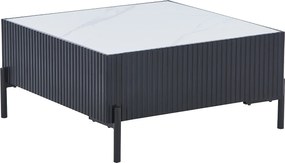 Stolik kawowy z ceramiki, MDF i metalu - Czarno-biały - CYNDORA