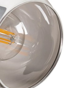 Lampa sufitowa czarna z przydymionym szkłem i drewnem 4-light - Vidro Nowoczesny Oswietlenie wewnetrzne