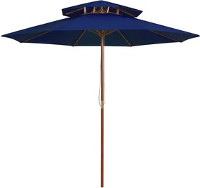 Niebieski parasol ogrodowy z drewnianym słupkiem E8-T83