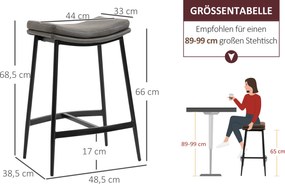 HOMCOM Zestaw 2 Hokerów, Pikowane Siedzenia, Stalowa Rama, 120 kg Obciążenie, Szary