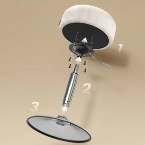 Regulowane krzesło do toaletki AURA, Ø35cm, kremowe Vasagle