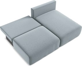 Niebieski aksamitny rozkładany/ze schowkiem narożnik (prawostronny/z szezlongiem) Kalena – Makamii