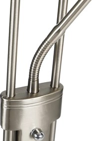 Stalowa lampa podłogowa z lampką do czytania, w tym ściemniany LED w Kelwinach - Diva