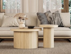 Stolik kawowy okrągły - MDF - Naturalny