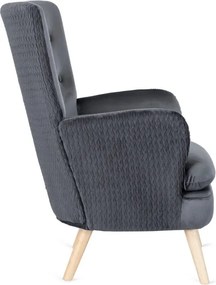 Fotel Uszak Wypoczynkowy SANTOS Szary Welurowy Nowoczesny Loft