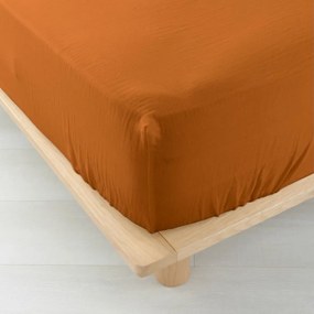 Pomarańczowobrązowe prześcieradło muślinowe 140x190 cm Angelia – douceur d'intérieur