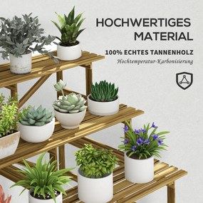 Outsunny regał na rośliny półka na kwiaty regał na kwiaty półka na rośliny stojak na kwiaty 3 stopnie drewno jodłowe kolor ciemnobrązowy 120 x 80 x 80 cm