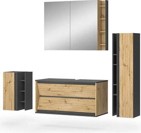 Zestaw mebli łazienkowych antracyt/artisan 100x45x50 edelin