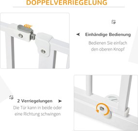Drzwi zabezpieczające dla psów regulowana brama ochronna kratka biała 95x4x76cm | Aosom PL