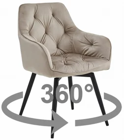 Obrotowe krzesło do jadalni JORK360 VELVET, beżowe