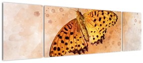 Obraz - Pomarańczowy motyl, akwarela (170x50 cm)