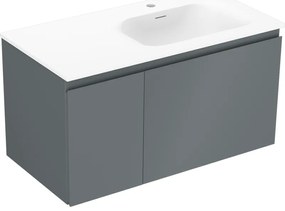 Mexen Orio szafka łazienkowa 90 cm z umywalką Vela prawą, 1S, 1D, grafit mat/biała mat - 91A13-09047-3-BBFF66-W23P01