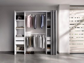 Garderoba rozsuwana z zasłoną - szer. 110/178 cm - Biały - LONAZA