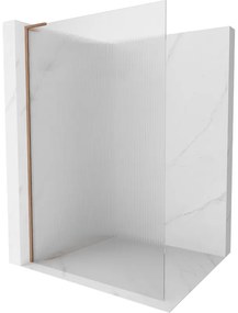Mexen Kioto L ścianka prysznicowa Walk-in 100 x 200 cm, prążki, miedź szczotkowana - 800-100-103-65-09