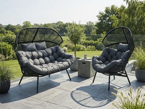 Sofa ogrodowa AURELO dwuosobowa 146 cm, czarna