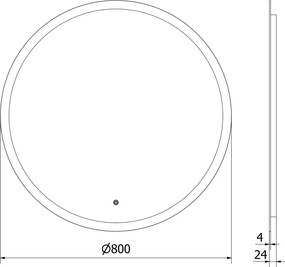 Mexen Oro lustro łazienkowe podświetlane, okragłe 80 cm, LED 6000K, antypara - 9824-080-080-611-00