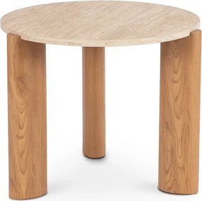 Stolik Kawowy TRAVERTINO 60 cm Trawertyn/Dąb Japandi