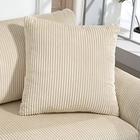 HOMCOM Sofa 3-osobowa z poduszkami dekoracyjnymi, Corduroy, do salonu, sypialni, szerokość 212 cm, Kremowa