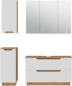 Zestaw mebli łazienkowych dąb/biały ze strukturą płytek 99.4x32x62.5 lotta