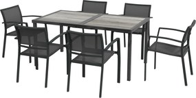 Outsunny Zestaw mebli ogrodowych, stół i 6 krzeseł, 150 x 87 x 72 cm, szary | Aosom PL
