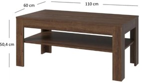 Ława z Półką Drewniana do Salonu MYTH 110 cm Dąb brązowy Loft