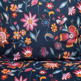 Komplet pościeli z mikrofibry VABEL granatowa w liście i kwiaty 160x200 cm HOMLA