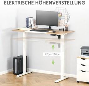 Vinsetto Biurko elektryczne biurko komputerowe z regulacją wysokości metal kolor naturalny biały
