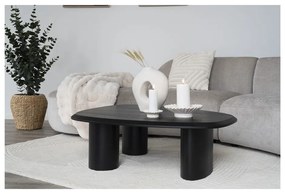 Czarny stolik z blatem w dekorze jesionu 78x96 cm Tirano – House Nordic