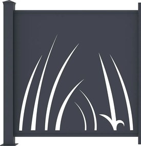 Ogrodzenie aluminiowe  z motywem roślinnym  wycinanym laserowo – zestaw rozszerzający – wys. 114 x szer. 110 cm – antracyt – BRAMENO