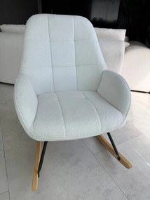 Fotel bujany do salonu, sypialni, na płozach jasny beż, tkanina boucle, FW2
