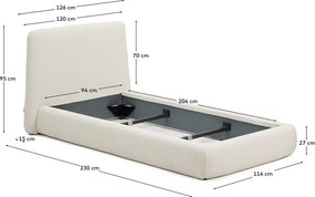 Beżowe tapicerowane łóżko jednoosobowe bez stelaża 90x200 cm Martina – Kave Home