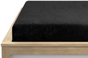 PrzytulneMieszkanie.pl Czarne prześcieradło frotte 200 x 220 cm