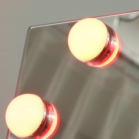 HOMCOM Lustro całopostaciowe 150x40 cm RGB-LED stojące z 21 żarówkami, 7 kolorów światła, przycisk dotykowy, funkcja pamięci | Aosom PL