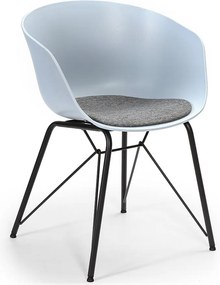 Fotel kolumnowy do jadalni Alba, kolor niebieski, tapicerowane siedzisko