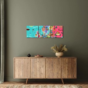 Obraz - Dziecięca mapa Europy (z zegarem) (90x30 cm)