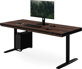 Biurko elektryczne sit-stand z szufladą i ładowarką bezprzewodową Qi czarne/orzech, 1600 mm: ELLIS