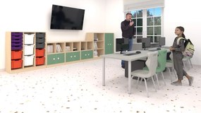 Zestaw mebli szkolnych do klas 1-3 Blox Colours 8, fronty pastelowe zielone