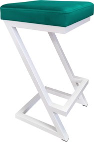 Hoker ZETA krzesło barowe tkanina Welur podstawa metalowa LOFT : Kolor Stelaża - Biały, Kolor tkaniny - VELVET - MG20
