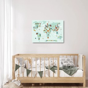 Obraz na szkle - Mapa z piktogramami zabytków (70x50 cm)