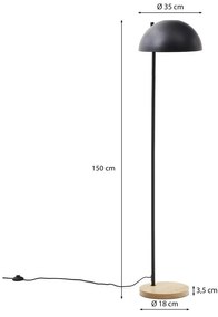Czarno-naturalna lampa stojąca z metalowym kloszem (wysokość 150 cm) Catlar – Kave Home