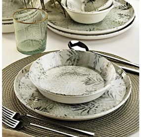 Elegancki 18-częściowy zestaw obiadowy, szary, porcelana