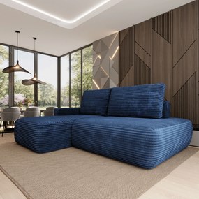 Masseno Narożnik AVINI z funkcją spania i pojemnikiem na pościel Narozniki L, Rozkładana sofa - Niebieski, TILIA 77