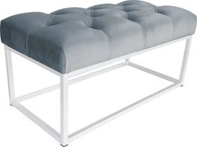 Ławka CHESTERFIELD tkanina Welur loft ławka metal : Kolor Stelaża - Biały, Kolor tkaniny - VELVET - BL06, Typ tkaniny - Velvet