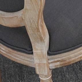 HOMCOM Krzesła jadalniane 2 szt. Krzesło kuchenne z oparciem, wygląd lnu, tapicerowane, z drewnianymi nogami, Szary+Naturalny | Aosom PL