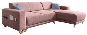 Różowy rozkładany/ze schowkiem narożnik Classy Sophie – Miuform