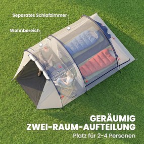 Outsunny Namiot tunelowy 4-osobowy, namiot rodzinny z sypialnią i salonem, okna, mata podłogowa, 3000 mm słupa wody | Aosom PL