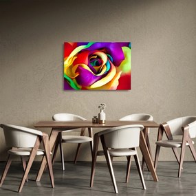 Obraz na szkle - Kolorowa róża (70x50 cm)