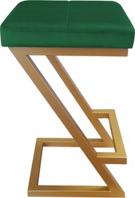 Hoker ZETA krzesło barowe tkanina Welur podstawa metalowa LOFT : Kolor Stelaża - Złoty, Kolor tkaniny - VELVET - MG25